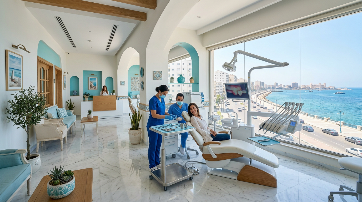 Verified dentists in Egypt — illustrative modern dental clinic interior for the EDC directory (not a specific listing).