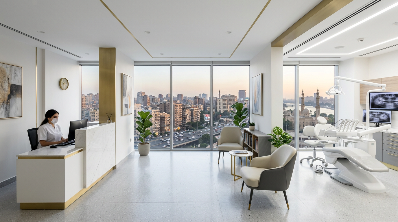 Verified dentists in Egypt — illustrative modern dental clinic interior for the EDC directory (not a specific listing).